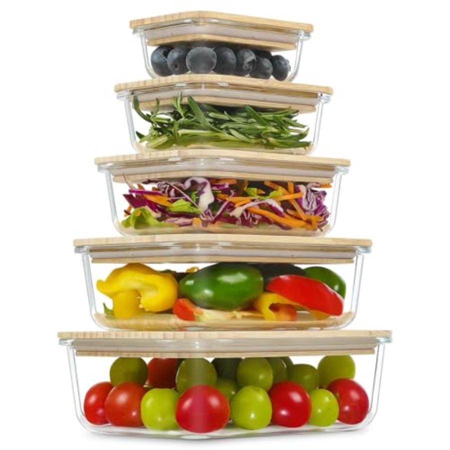Meal Prep Glass Containers With Lids - Glass Containers with Bamboo Lids Meal