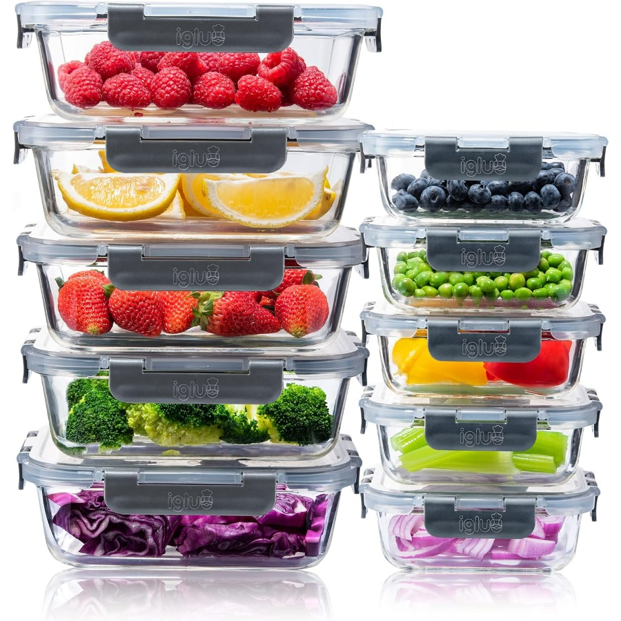Meal Prep Glass Containers With Lids - Glass Food Storage Containers 10 Pack,