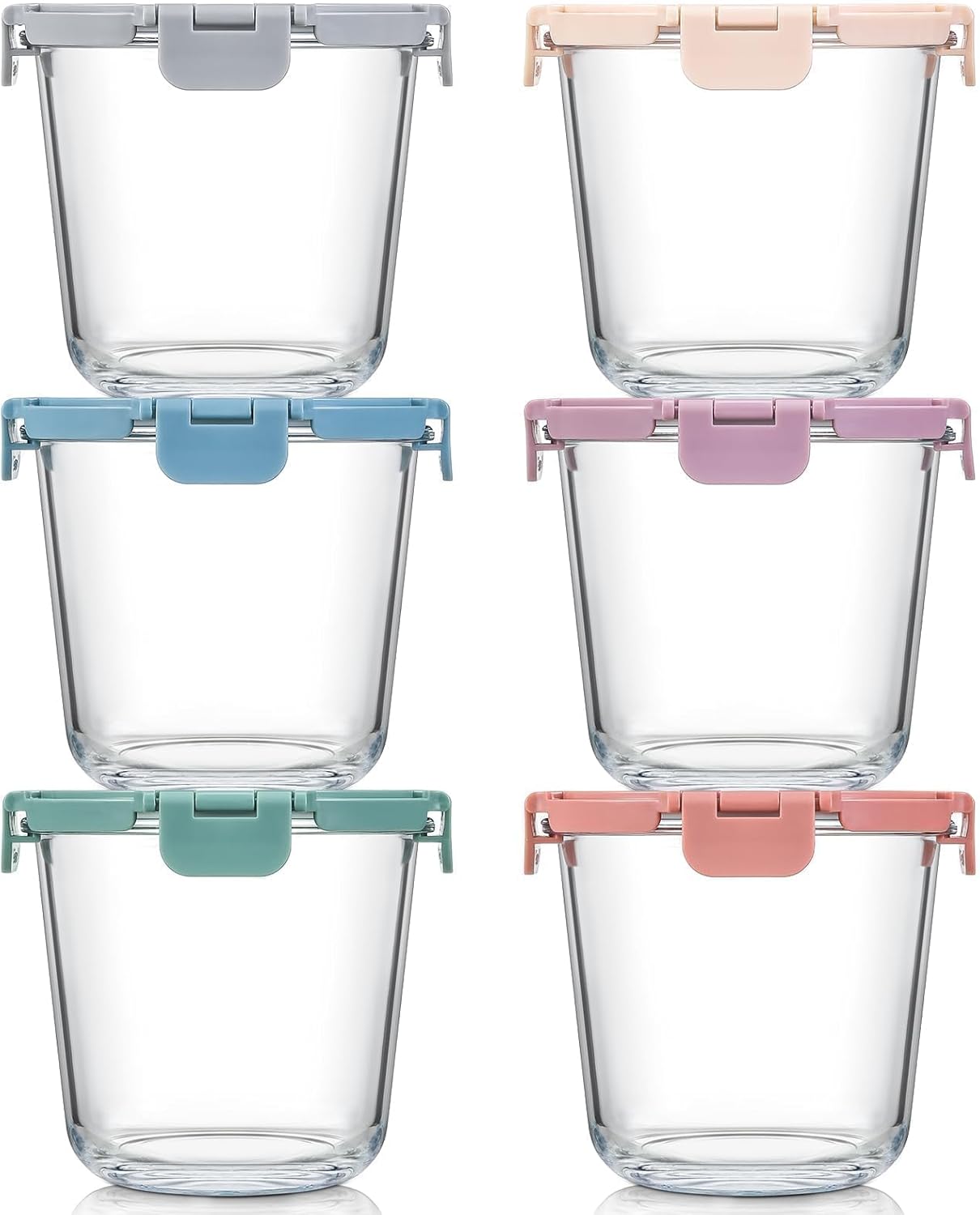 Meal Prep Glass Containers With Lids - [UPGRADED LID] 6 Sets 3 Cup/24oz