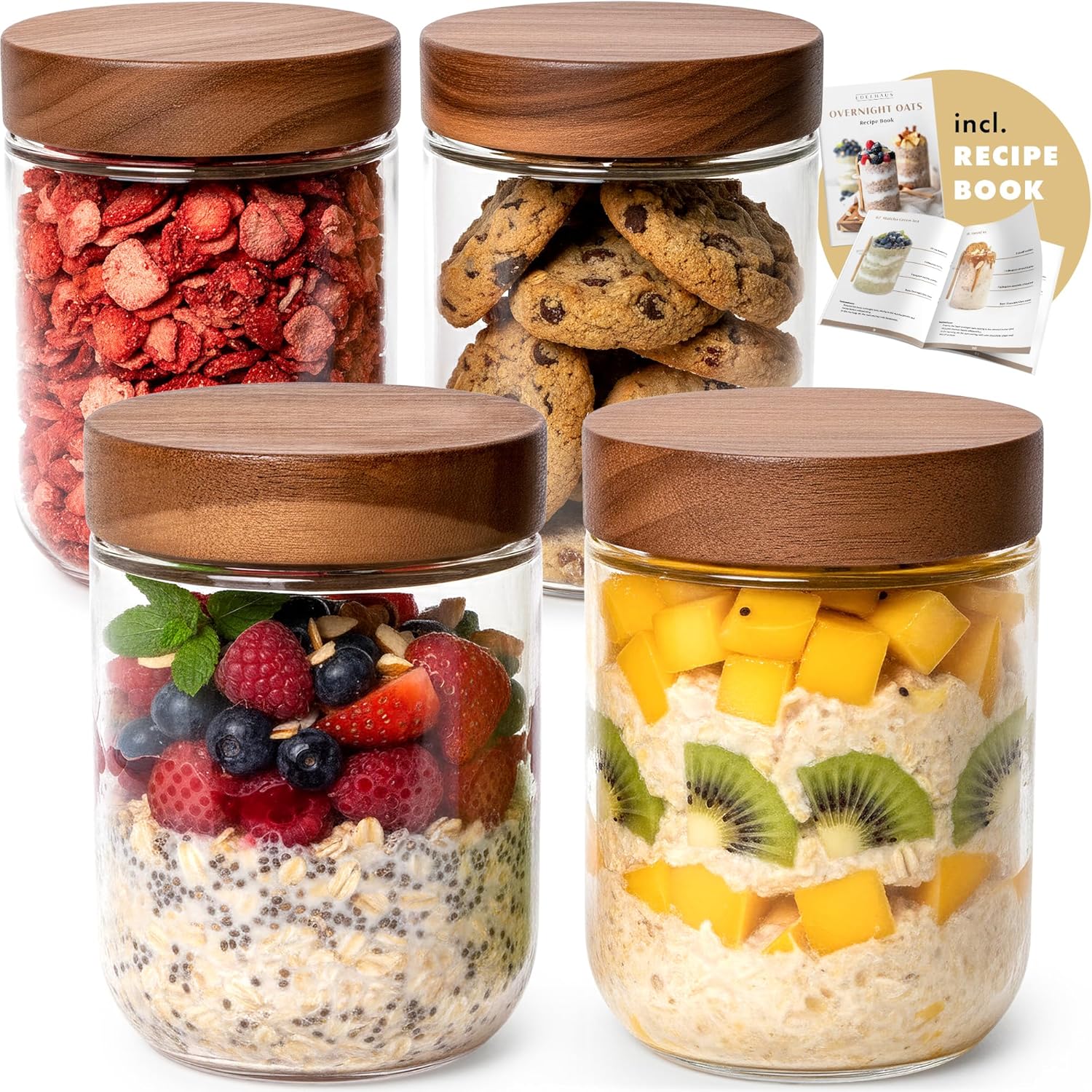 Overnight Oats Containers with - Meal Prep Glass Containers With Lids reseña y precio