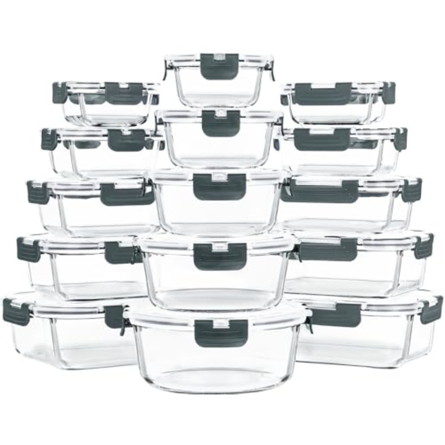 15 Pack Glass Food Storage Con - Meal Prep Glass Containers With Lids reseña y precio