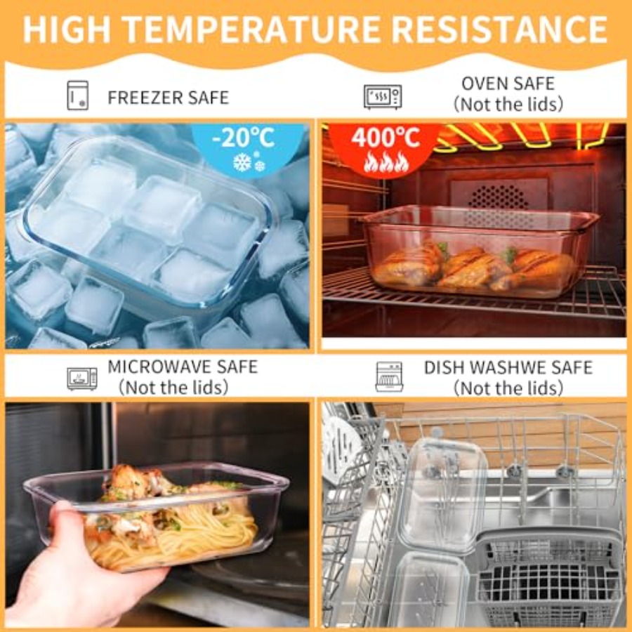15 Pack Glass Food Storage Con - Meal Prep Glass Containers With Lids reseña y precio