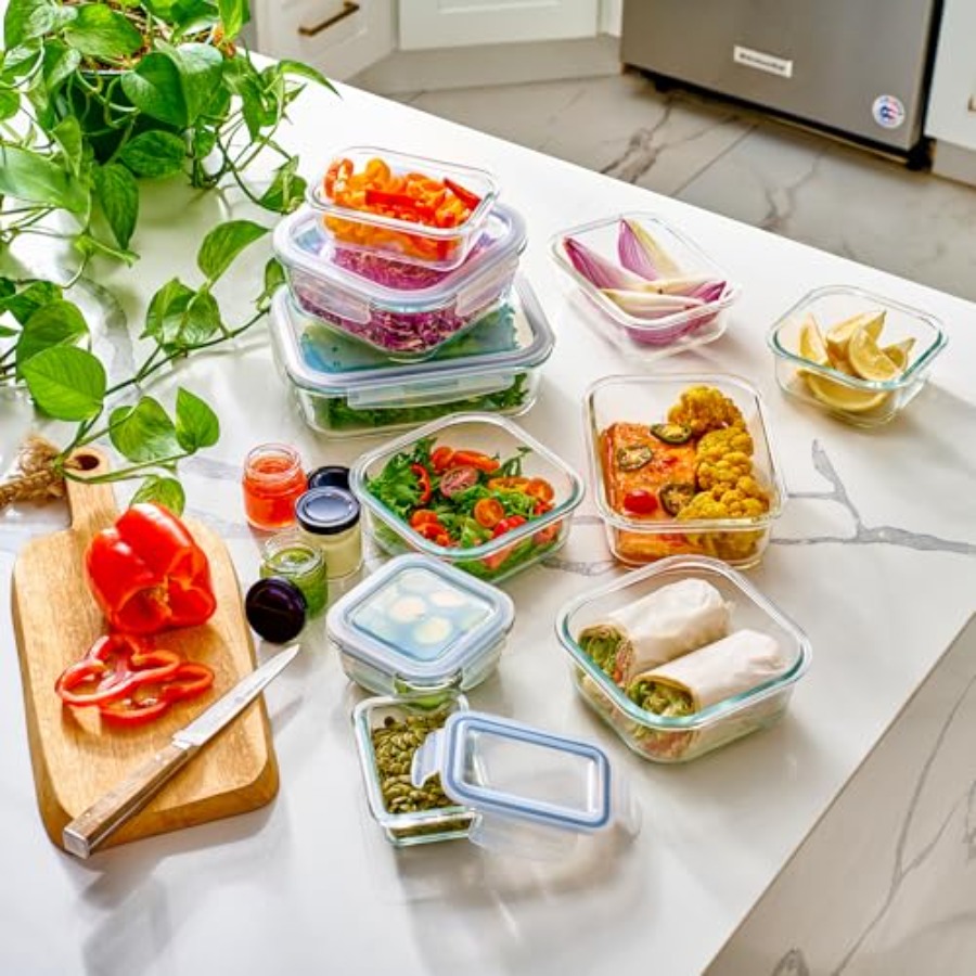 40pc Set Glass Food Storage Co - Meal Prep Glass Containers With Lids reseña y precio