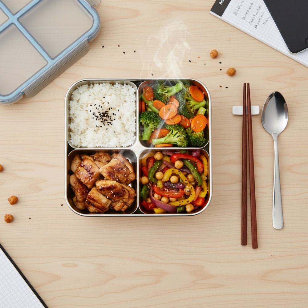 Easy To Clean Square 4 Grid Lu - Meal Prep Lunch reseña y precio