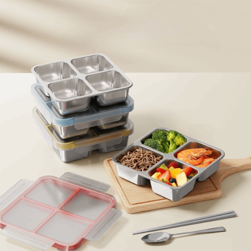 Easy To Clean Square 4 Grid Lu - Meal Prep Lunch reseña y precio