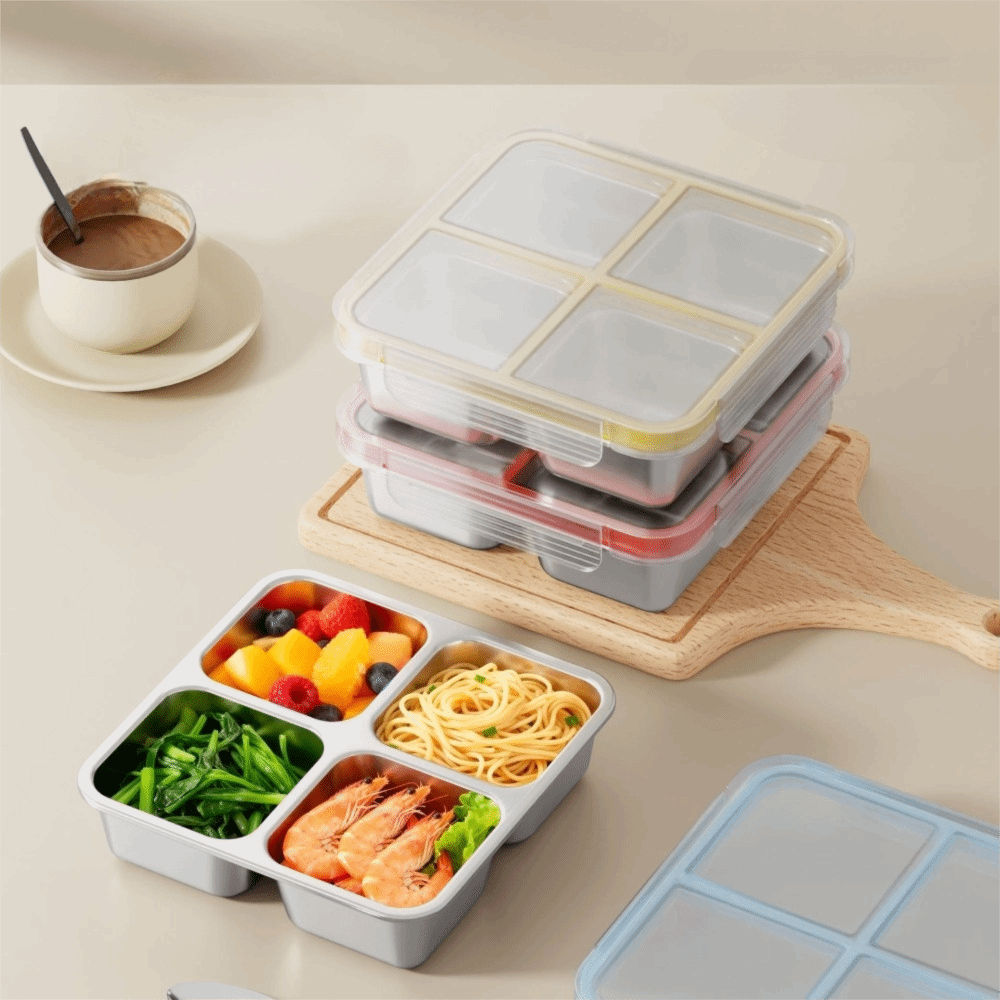 Easy To Clean Square 4 Grid Lu - Meal Prep Lunch reseña y precio