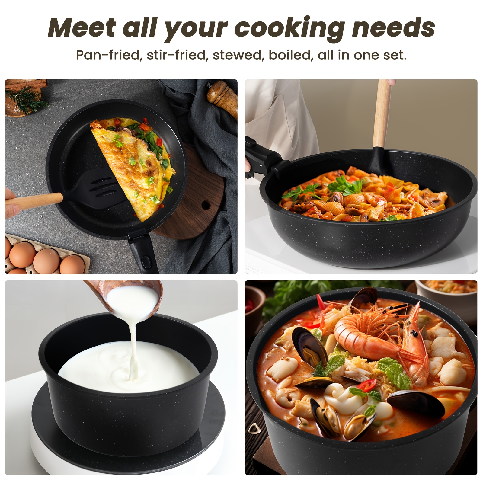 22PCSDeluxe Non-Stick Cookware - Meal Prep For A Day reseña y precio