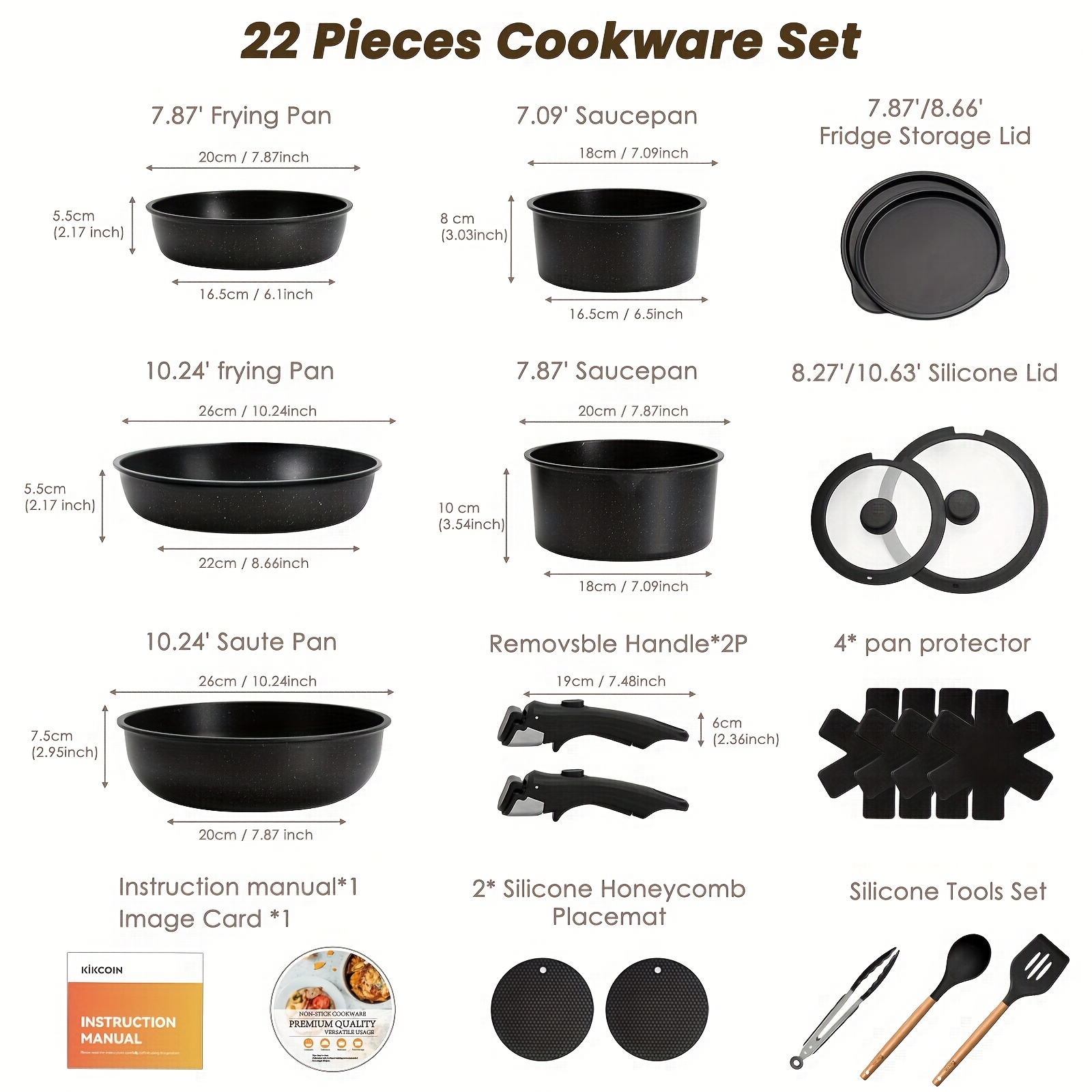 22PCSDeluxe Non-Stick Cookware - Meal Prep For A Day reseña y precio