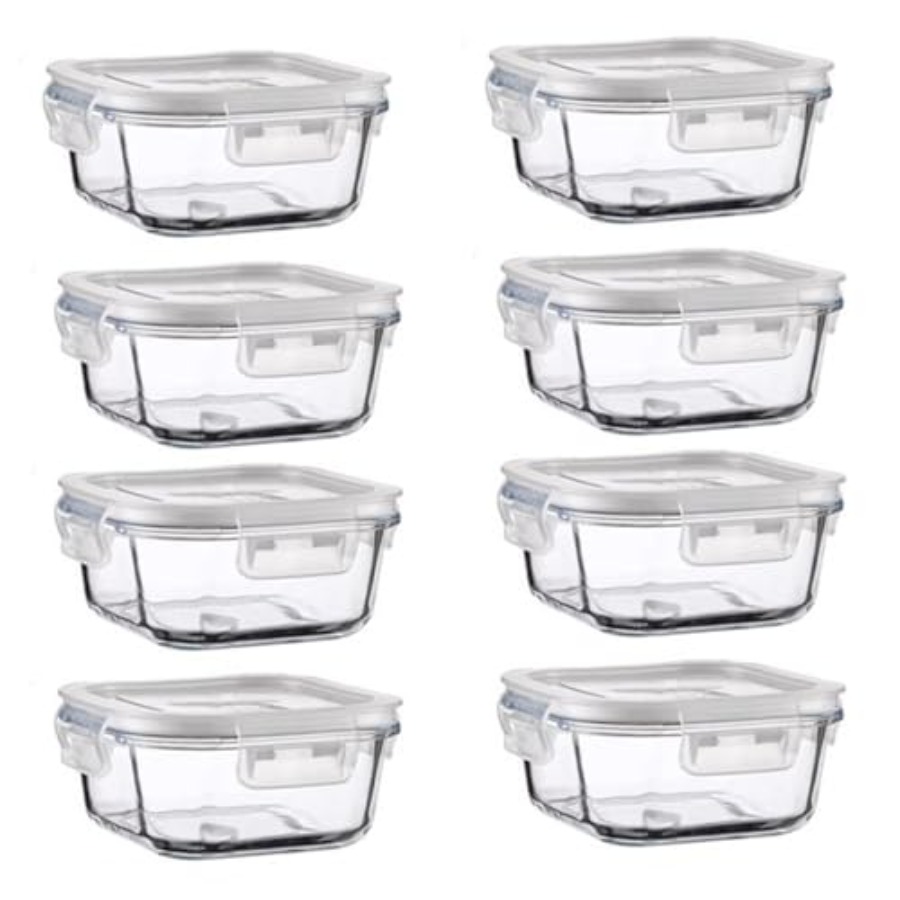 16oz Square Glass Food Storage - Meal Prep Glass Containers With Lids reseña y precio
