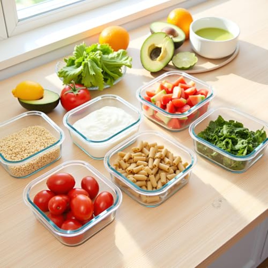 16oz Square Glass Food Storage - Meal Prep Glass Containers With Lids reseña y precio