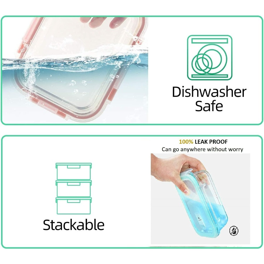 Glass Containers BPA-Free Lock - Meal Prep Glass Containers With Lids reseña y precio