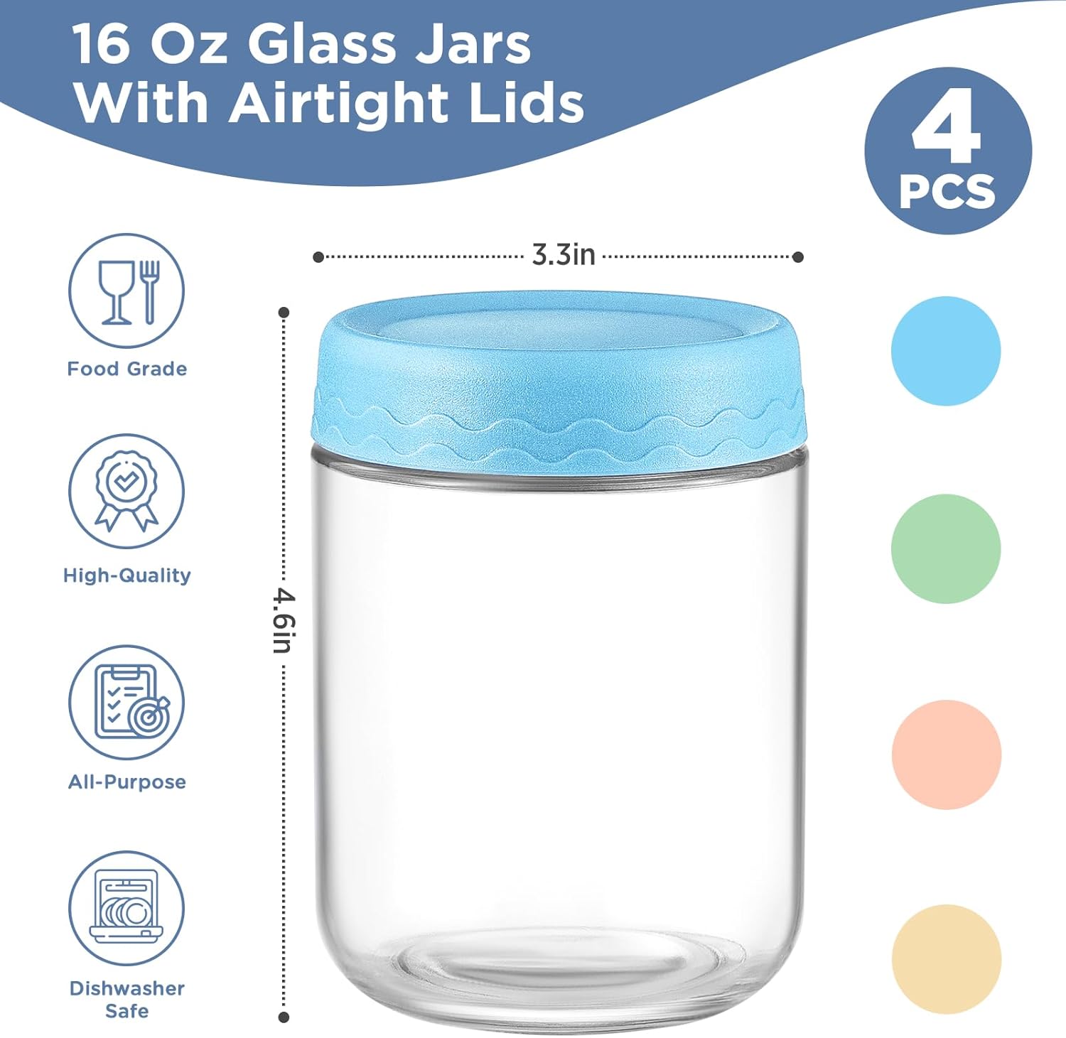 16 Oz Overnight Oats Container - Meal Prep Glass Containers With Lids reseña y precio