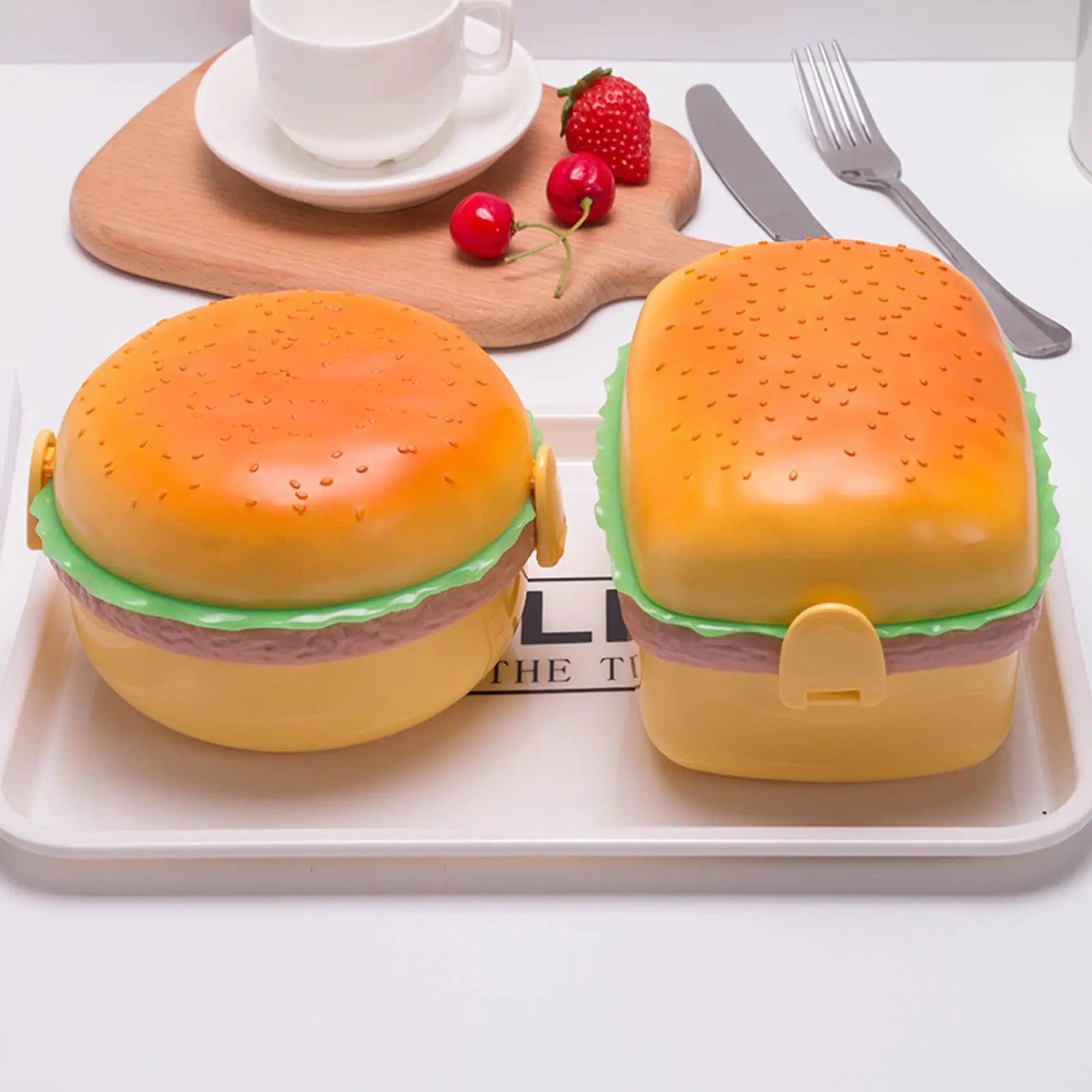 Hamburger Lunch Box Double Tie - Meal Prep Lunch reseña y precio