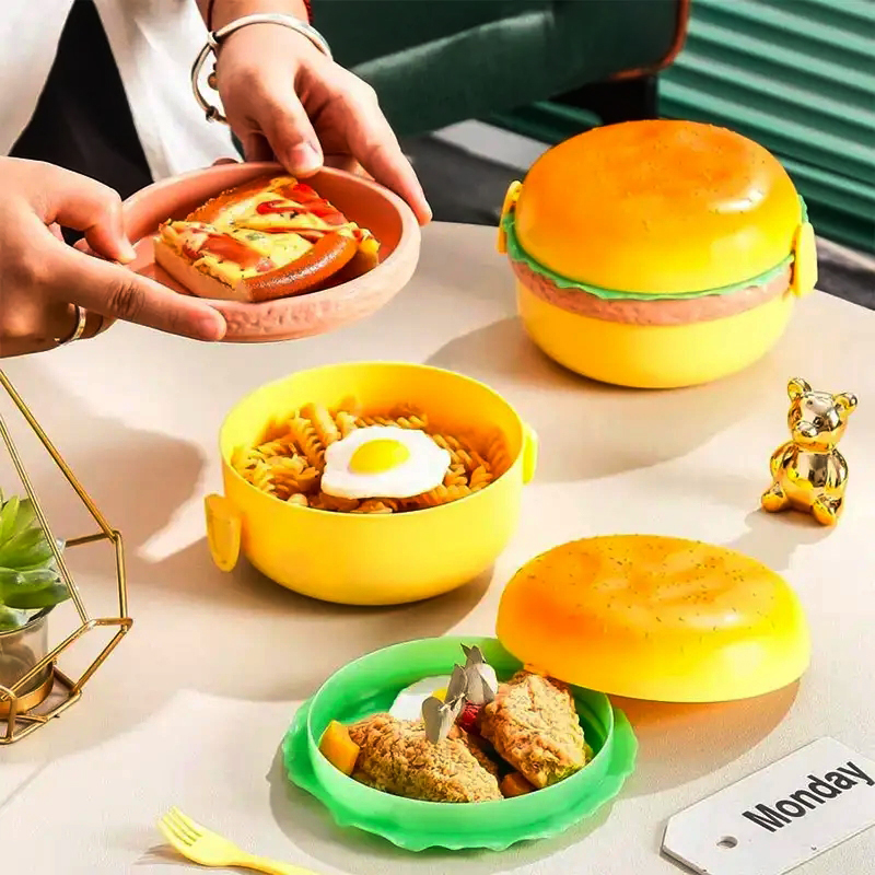 Hamburger Lunch Box Double Tie - Meal Prep Lunch reseña y precio