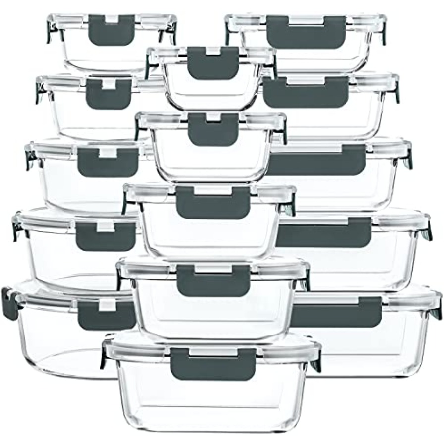 30 Pieces Glass Food Storage C - Meal Prep Glass Containers With Lids reseña y precio