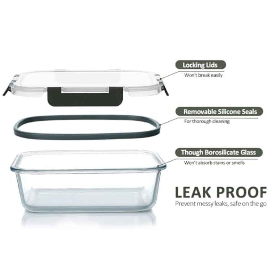 30 Pieces Glass Food Storage C - Meal Prep Glass Containers With Lids reseña y precio