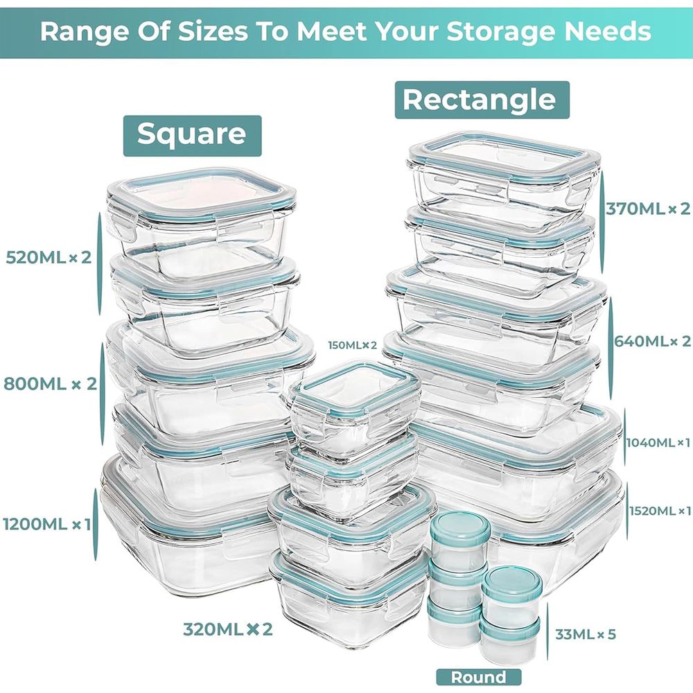 Pc Set Glass Food Storage Cont - Meal Prep Glass Containers With Lids reseña y precio