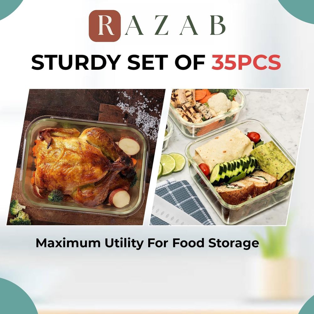 Pc Set Glass Food Storage Cont - Meal Prep Glass Containers With Lids reseña y precio