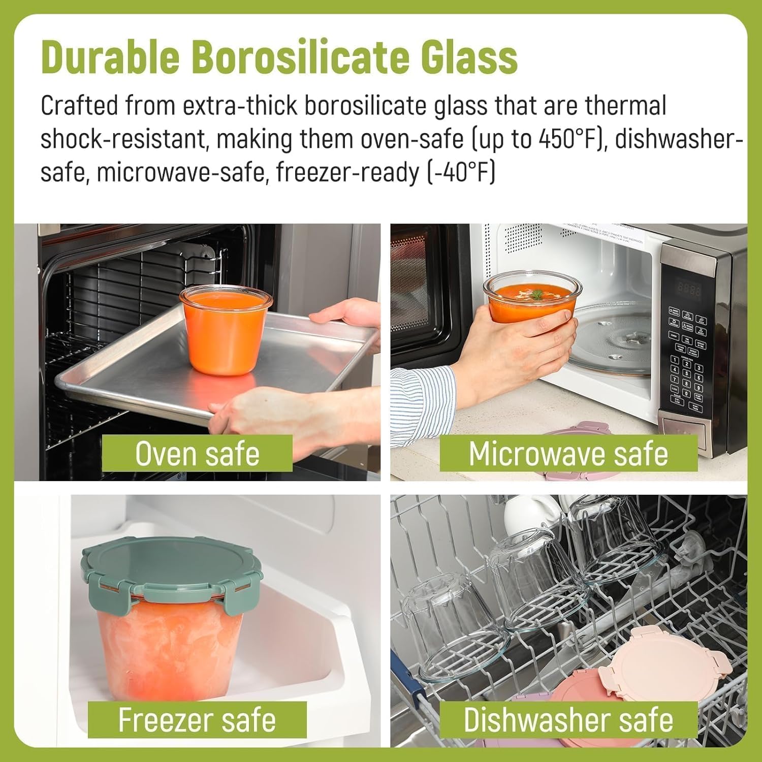 [UPGRADED LID] 6 Sets 3 Cup/24 - Meal Prep Glass Containers With Lids reseña y precio