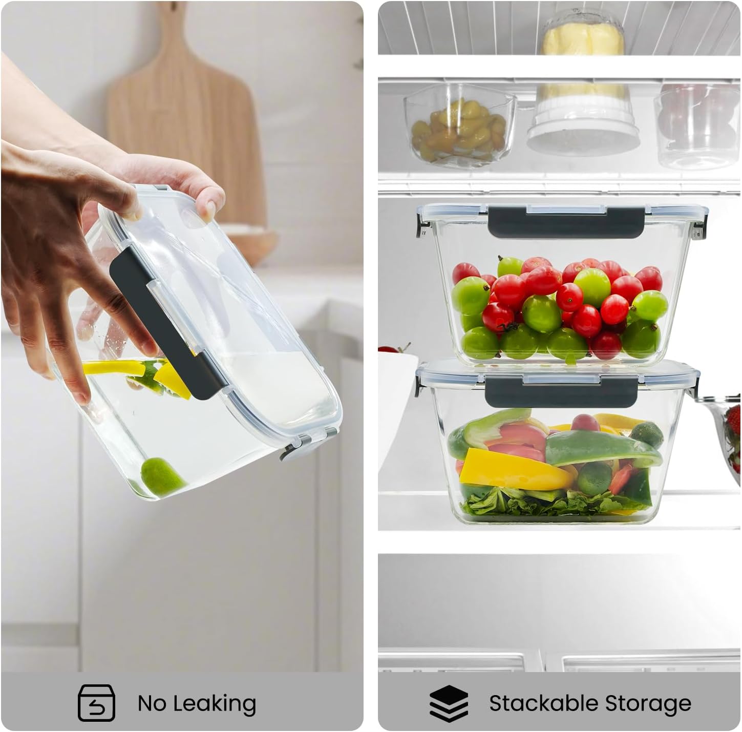 Large Glass Storage Containers - Meal Prep With Chicken reseña y precio