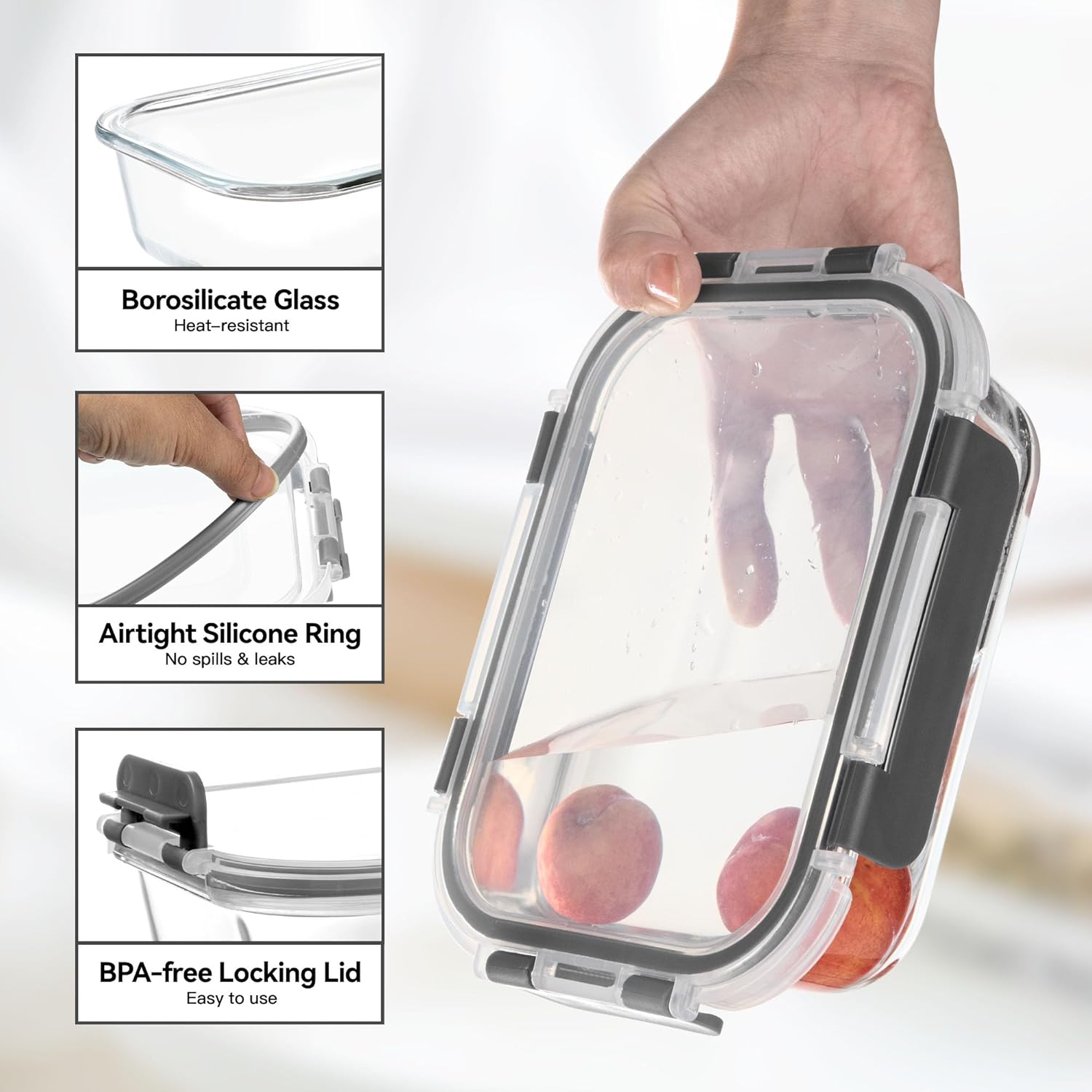 Glass Food Storage Containers, - Meal Prep Lunch reseña y precio