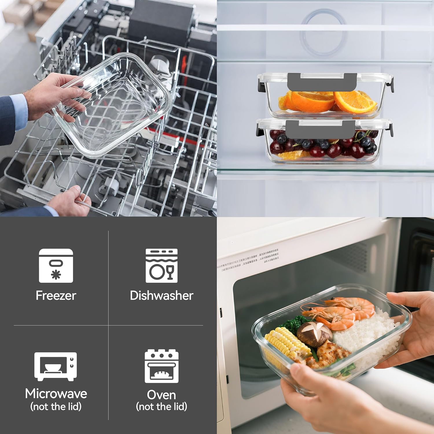 Glass Food Storage Containers, - Meal Prep Lunch reseña y precio